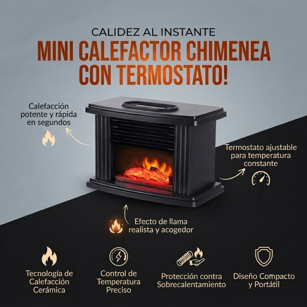 Mini Calefactor Chimenea con Termostato