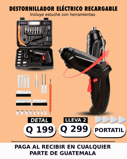 Destornillador Electrico Inalambrico Recargable de 47 Piezas