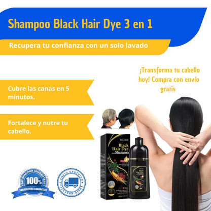 Shampoo Black Hair Dye 3 en 1