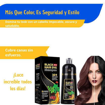 Shampoo Black Hair Dye 3 en 1