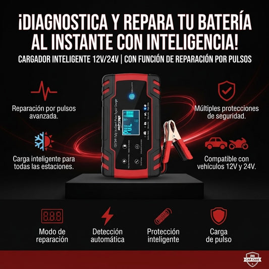 Cargador Inteligente de Carro 12 V/24V Con Función de Reparación por Pulsos